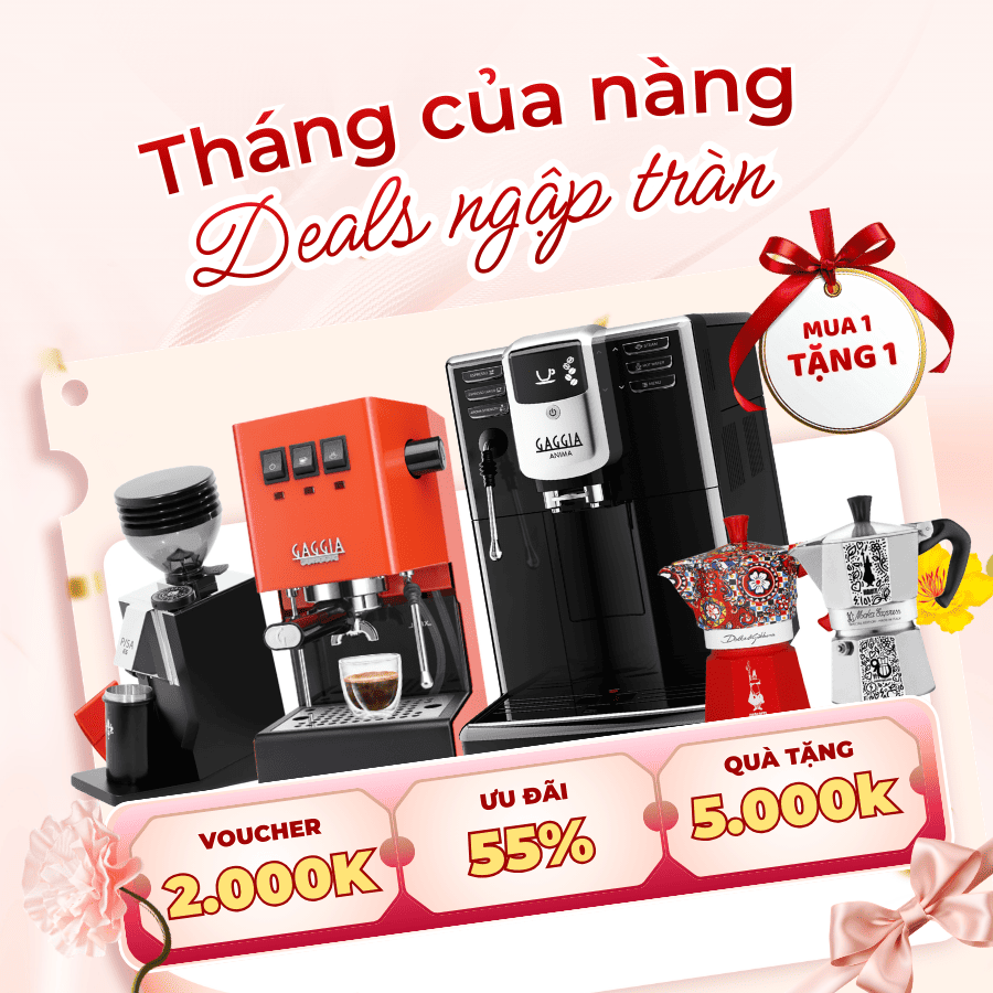 Mừng 8/3 | Ưu đãi đến 55% máy pha cà phê chính hãng Italy