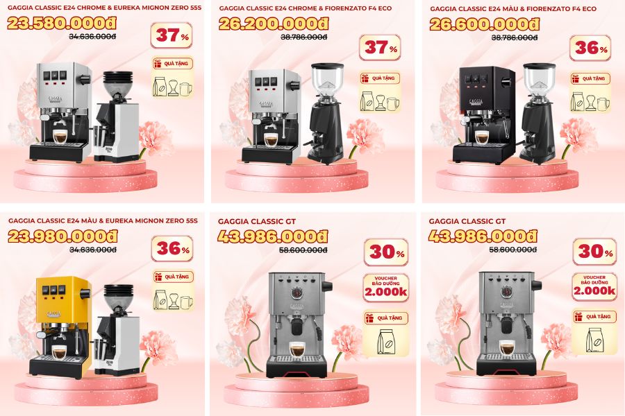 Combo máy pha cà phê khuyến mãi 8/3