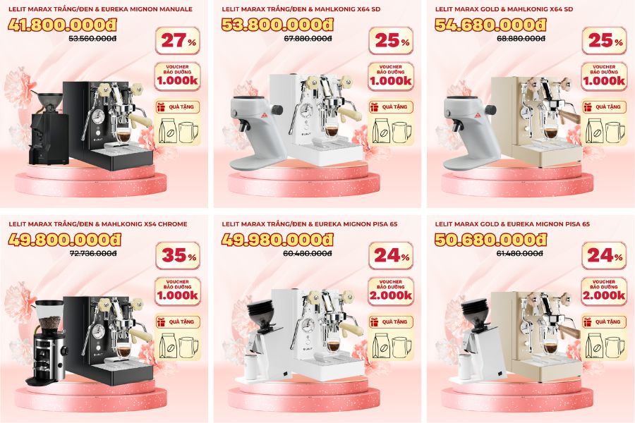 Ấm pha cà phê, máy pha cafe tự động và máy xay